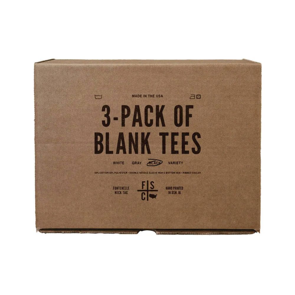 3-Pack Blank Tees | Black