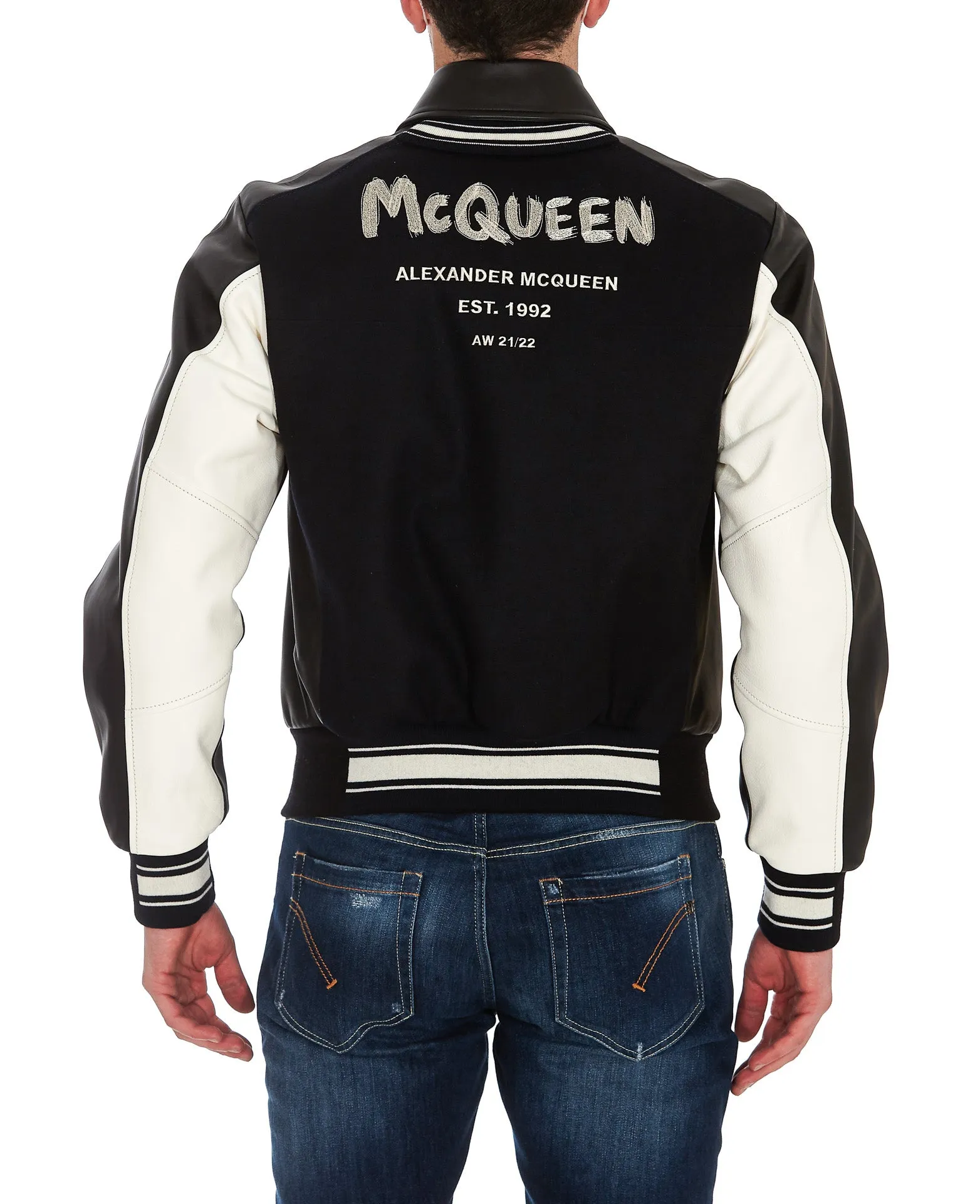 Alexander McQueen Graffiti Logo Leather Jacket