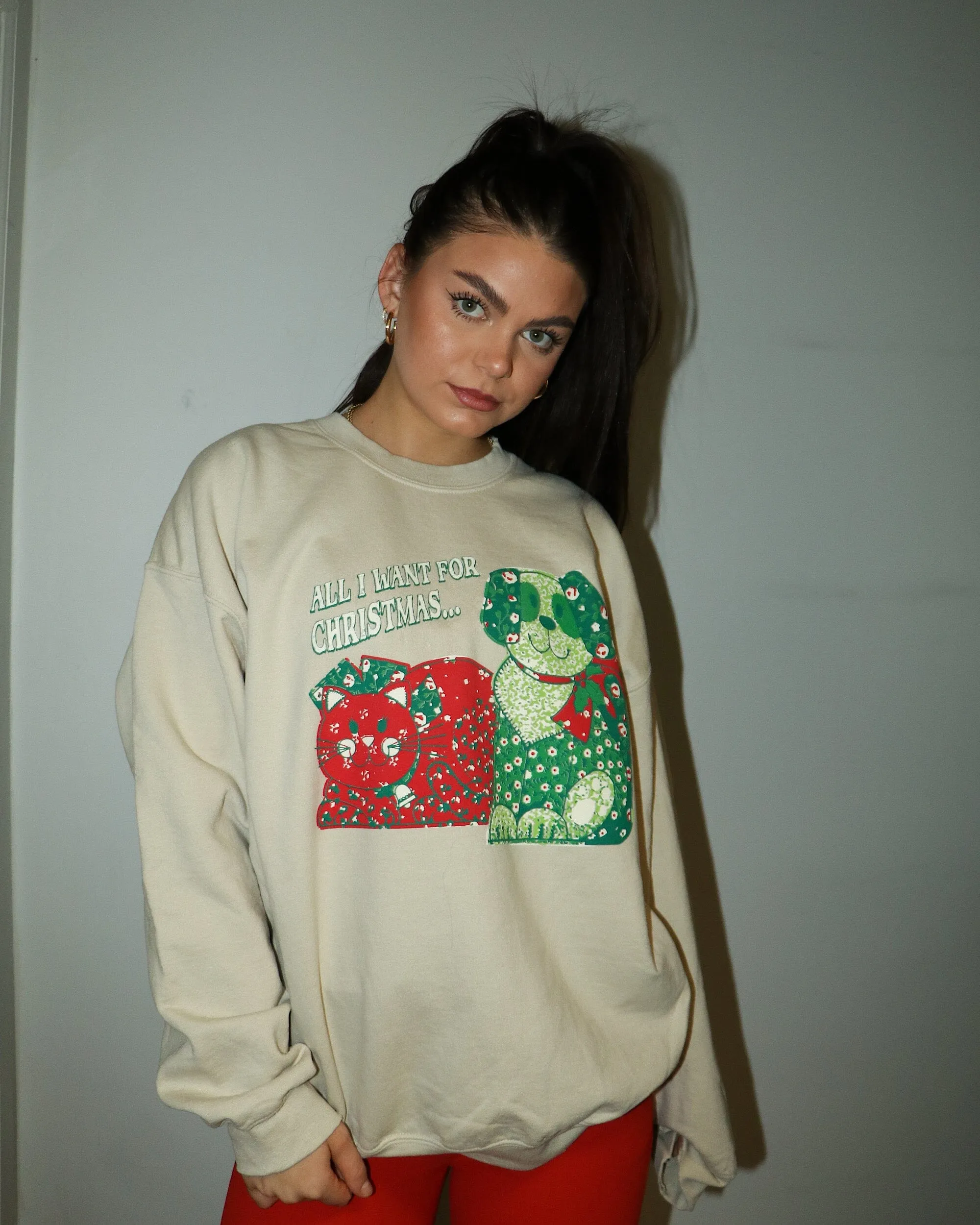 All I Want For Christmas Sand Thrifted Sweatshirt