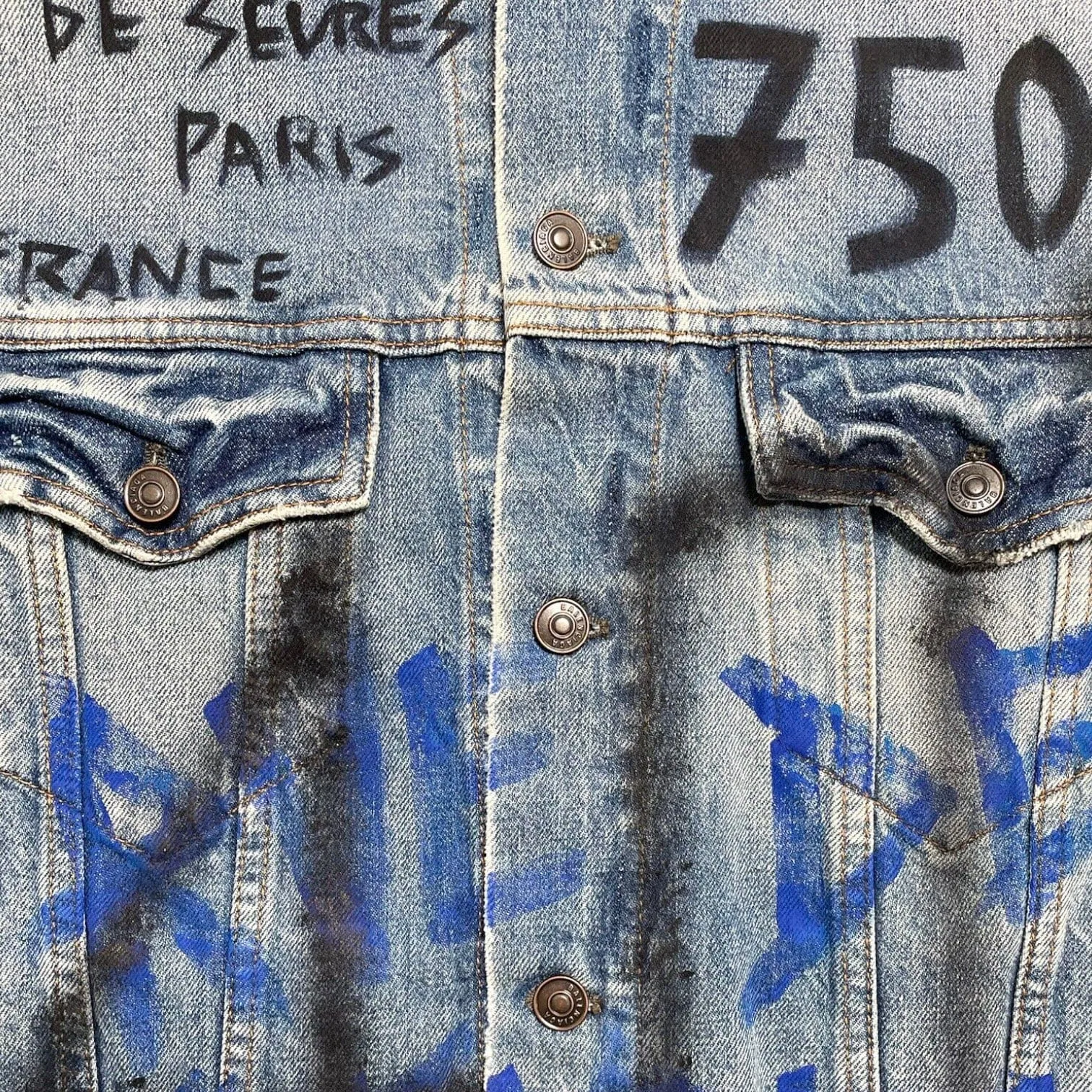 Balenciaga 2018 Graffiti Denim Jacket Indigo Multi