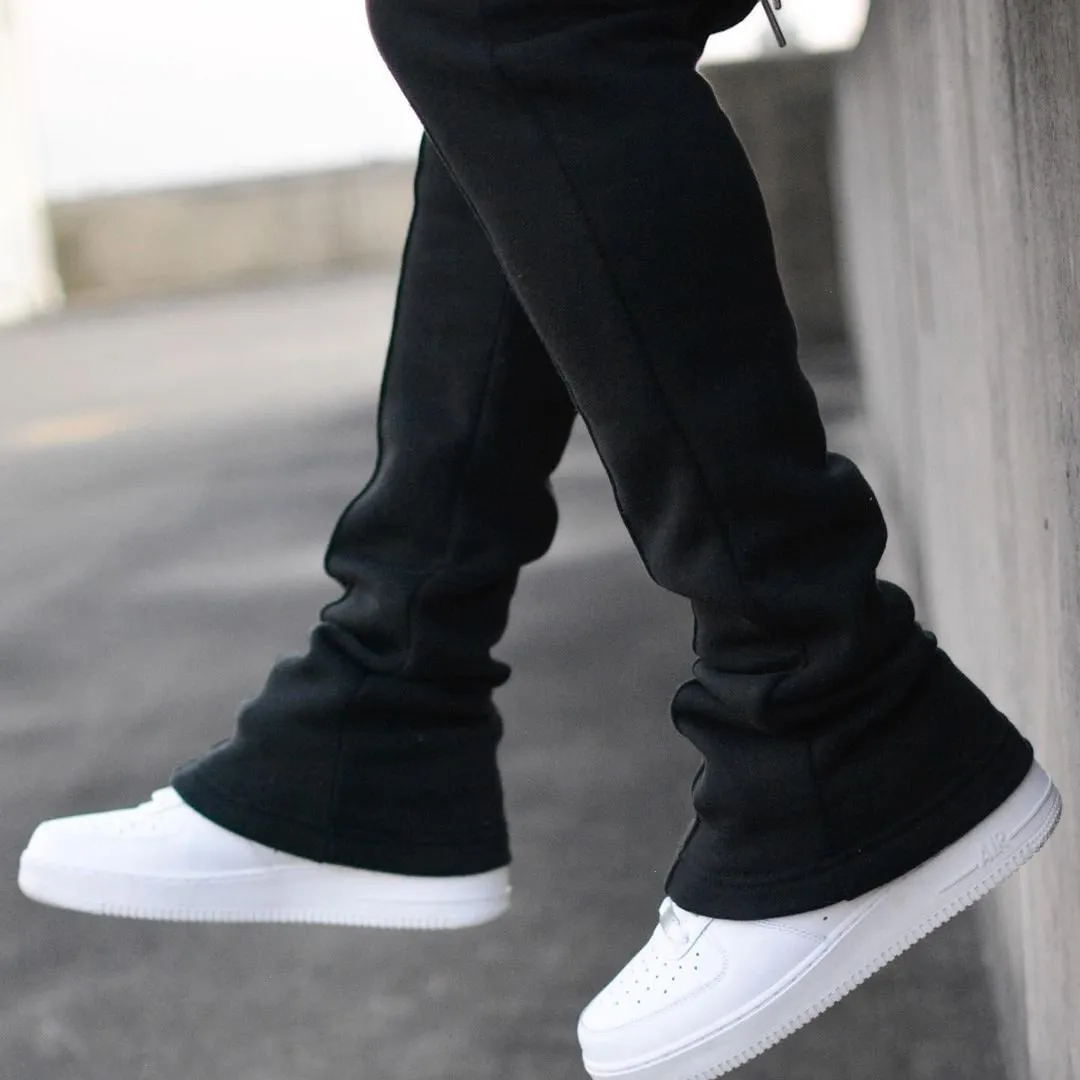 Black Cross Joggers Stacked Sweatpants