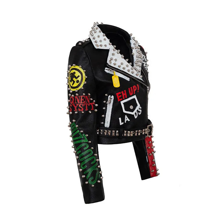 Clifford – Personalized Graffiti Print Motorcycle Jacket