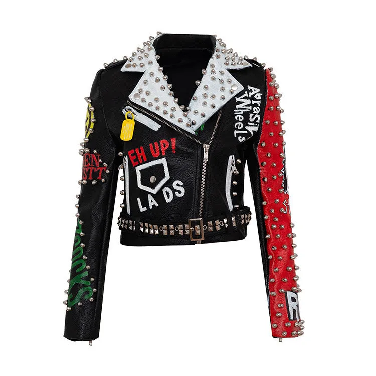 Clifford – Personalized Graffiti Print Motorcycle Jacket