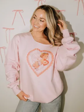 Cupid Heart Pink Flashdance Sweatshirt