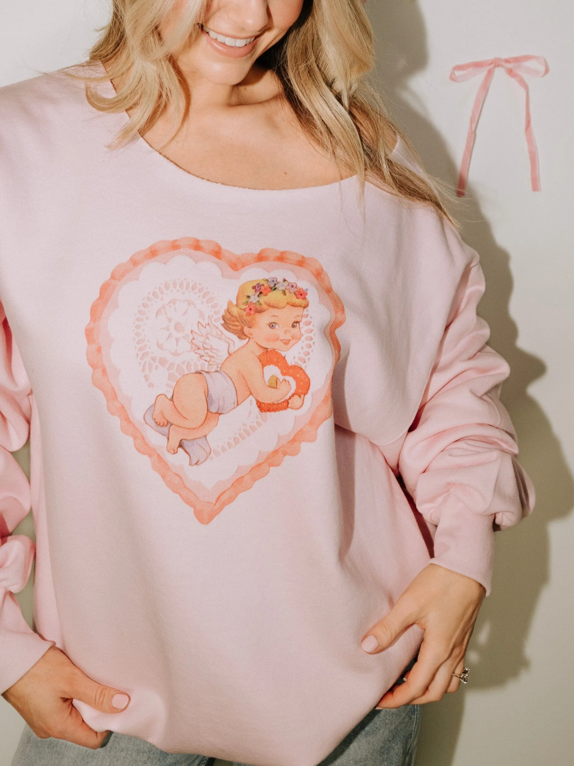 Cupid Heart Pink Flashdance Sweatshirt