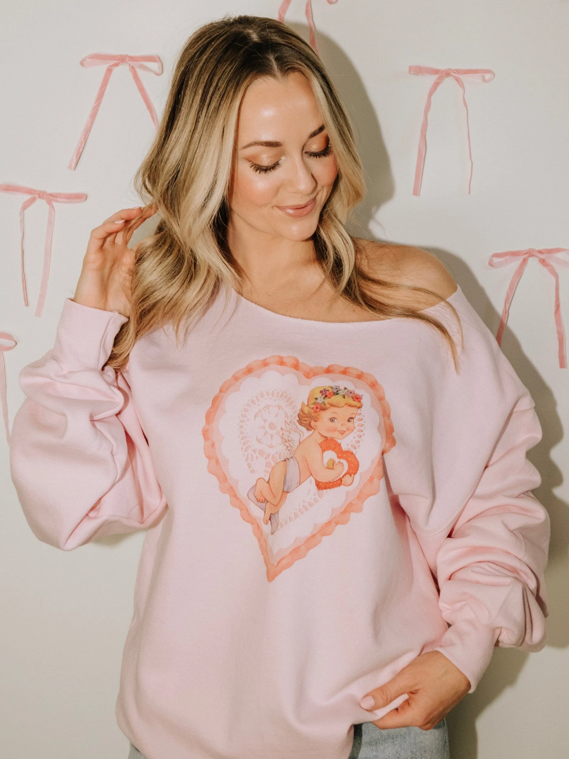 Cupid Heart Pink Flashdance Sweatshirt