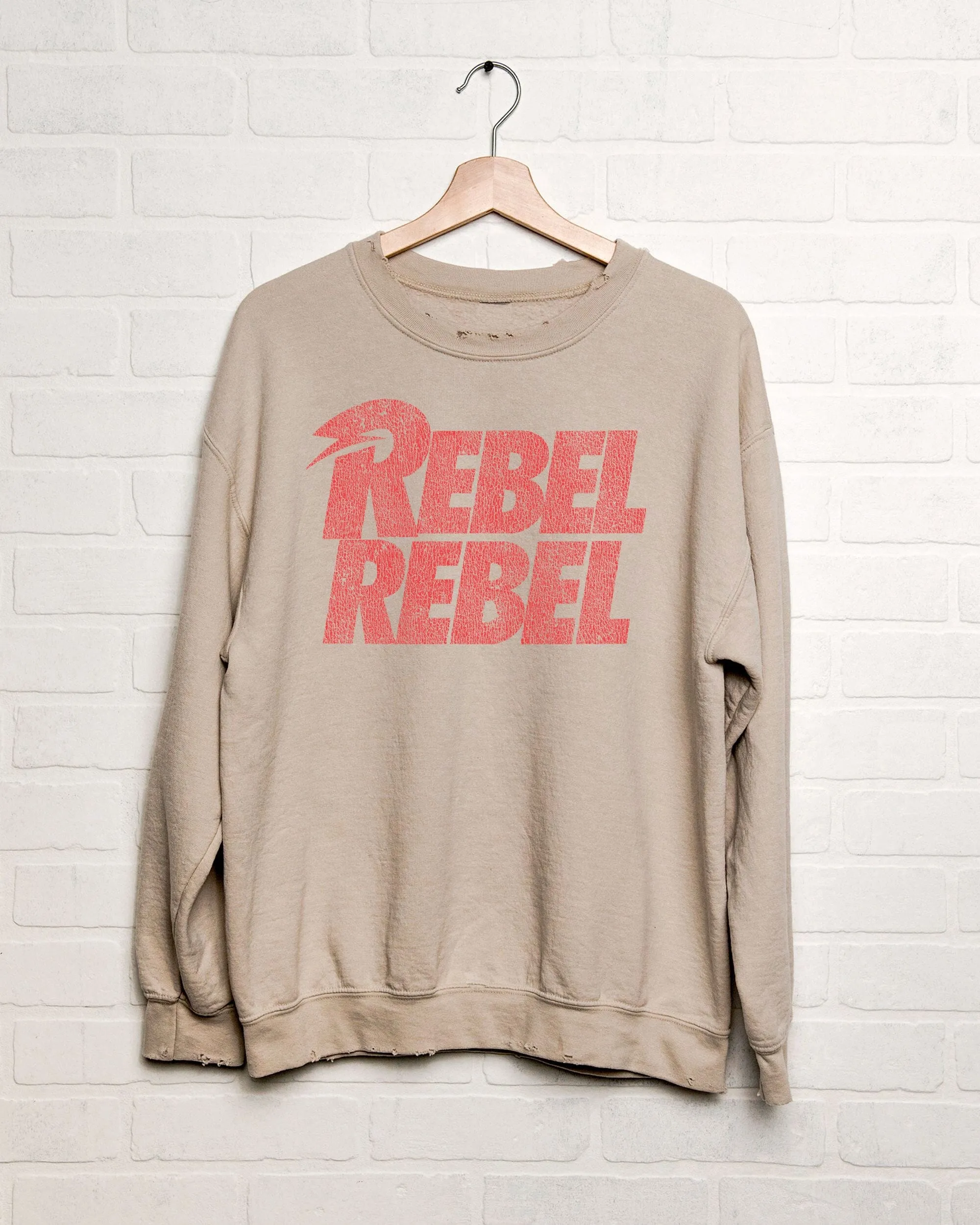 David Bowie Rebel Repeat Sand Thrifted Sweatshirt