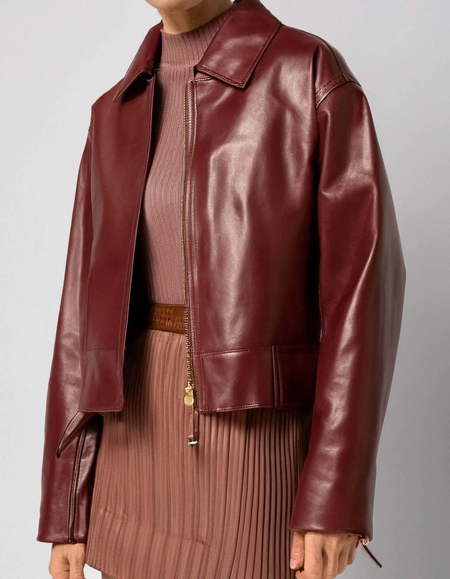 Deep Red Leather Jacket