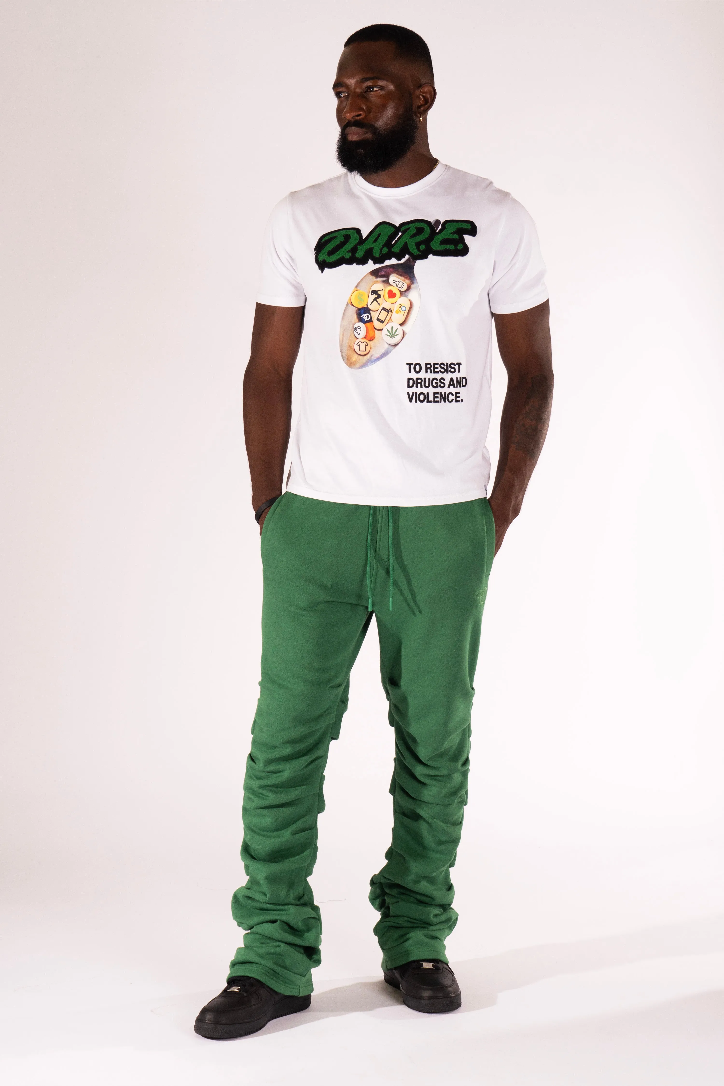 F6220 Malik Stacked Sweatpants - Green