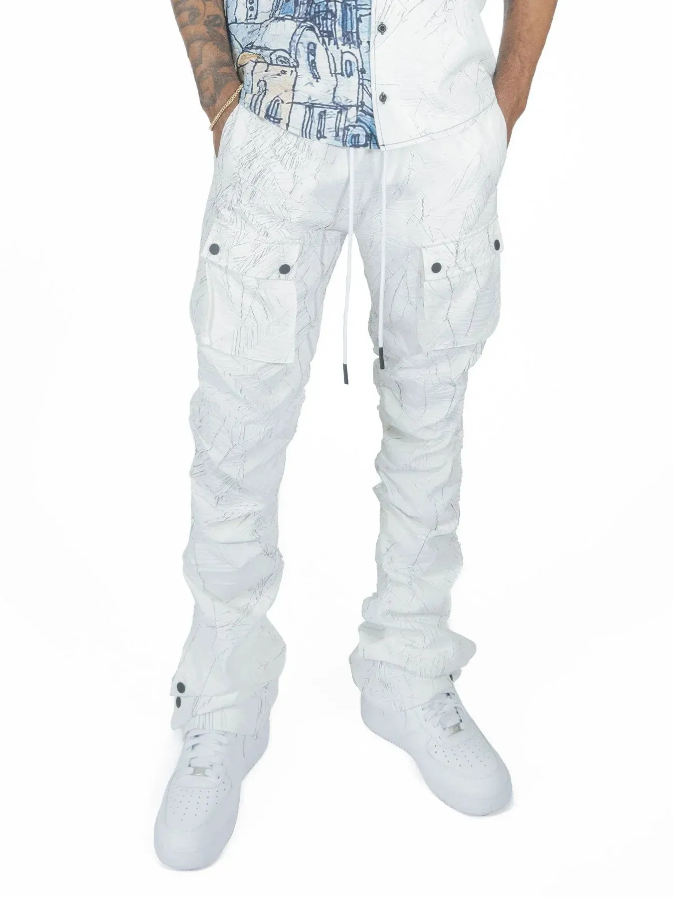 FROST ORIGINAL Monico Nylon Stacked Pants (White)