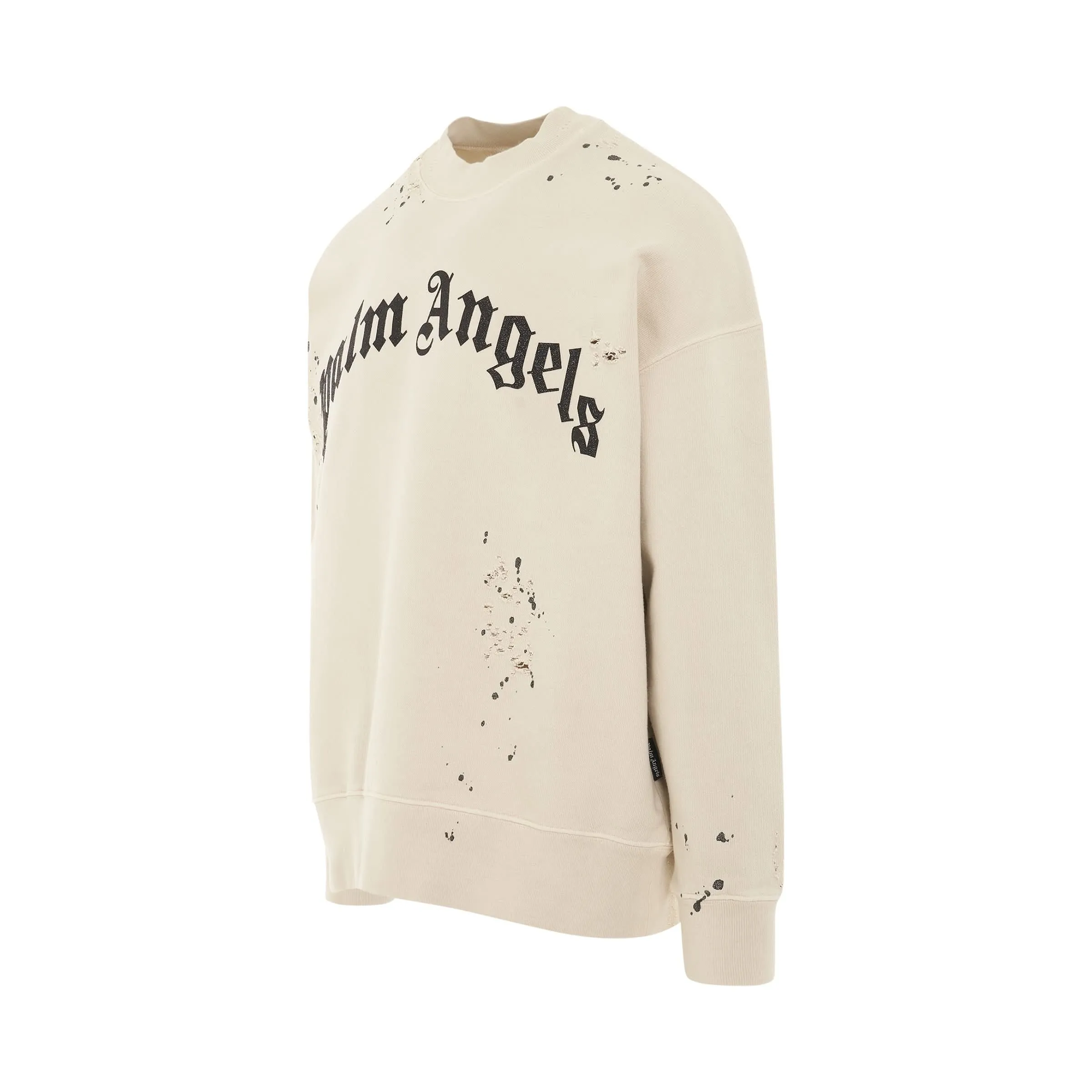 GD Glittered Logo Crewneck in Off White/Black