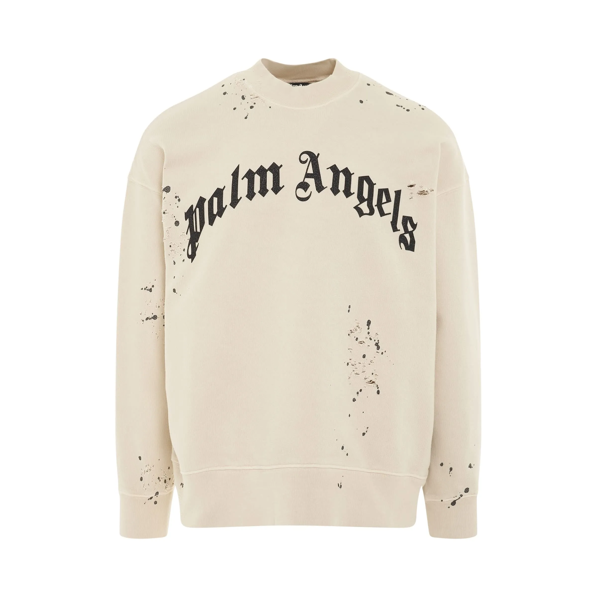 GD Glittered Logo Crewneck in Off White/Black