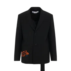 Graffiti Coupe Strap Blazer in Black/Fluoro Orange