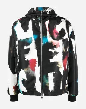 Graffiti-Print Hooded Windbreaker