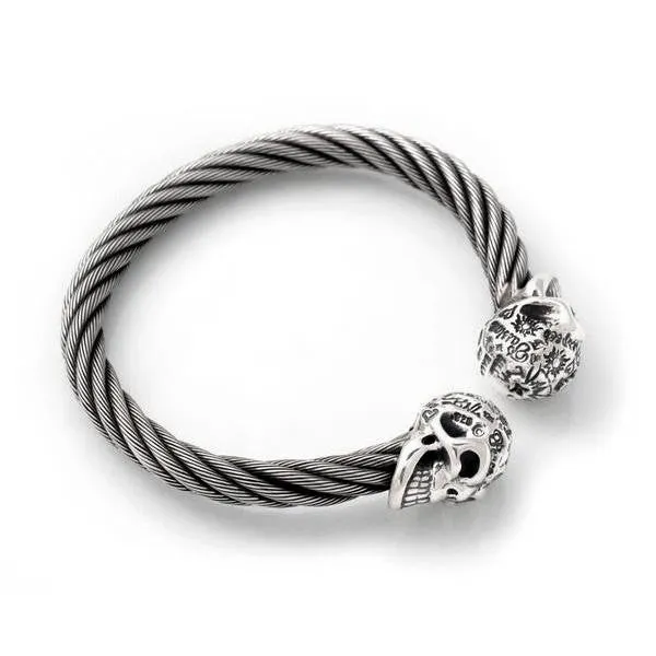 Graffiti Vintage Skull Cable Bangle Bracelet