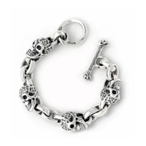 Graffiti Vintage Skull Chain Link Bracelet