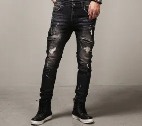 High Quality Mens Ripped Biker Jeans