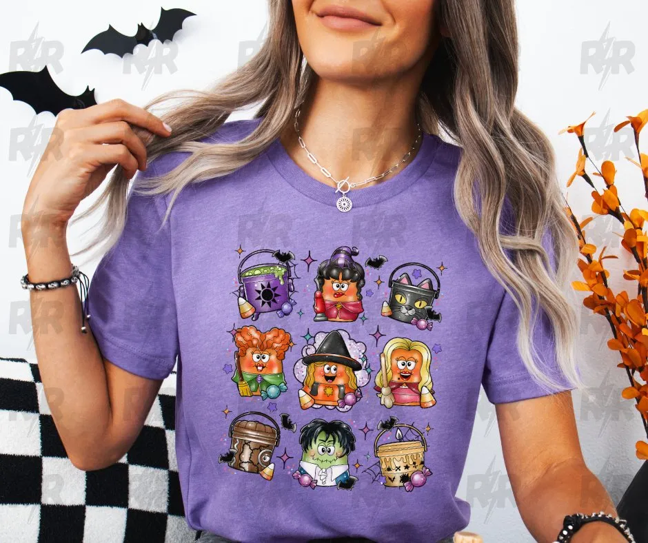 Hocus Pocus Halloween Nuggies Heather Purple Tee