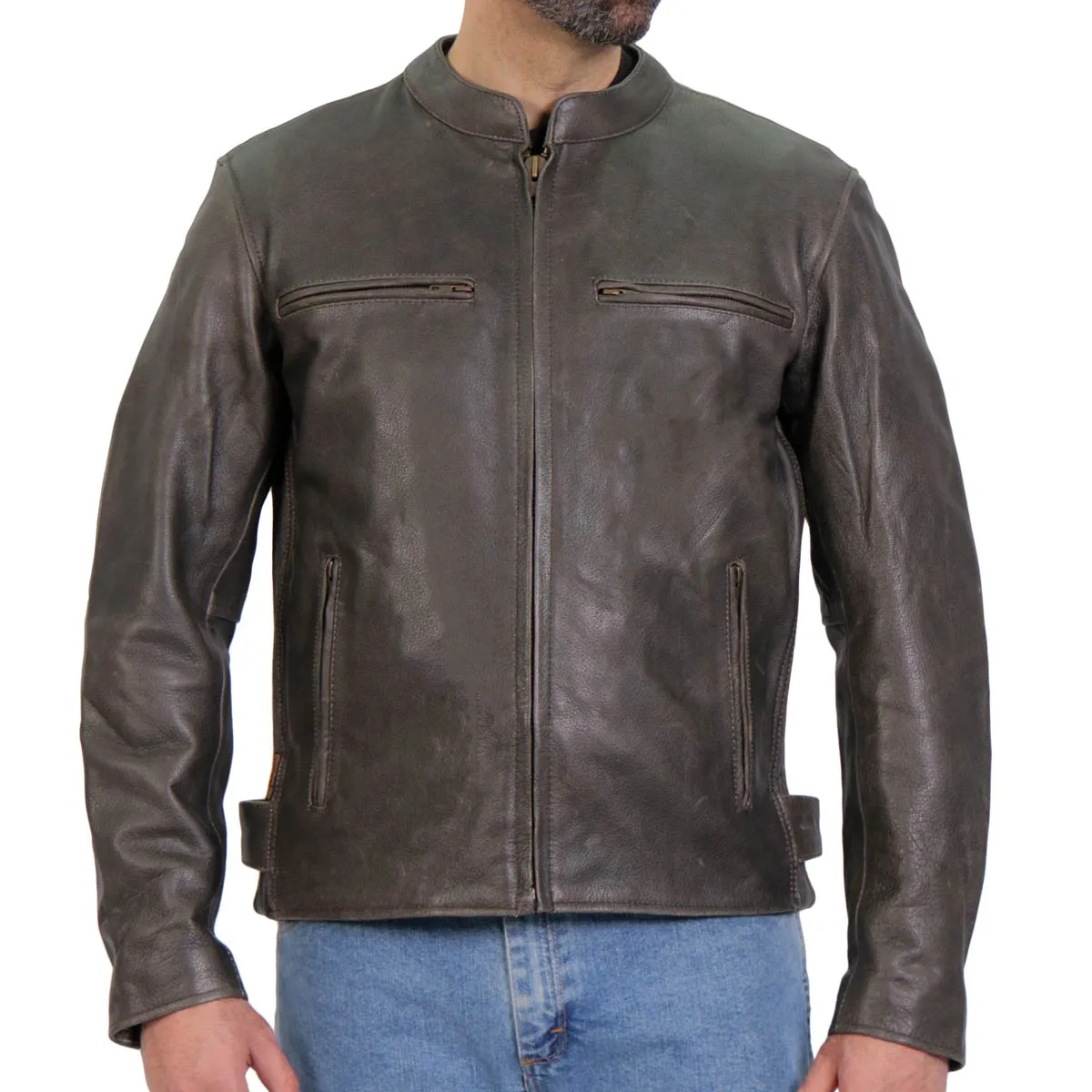 Hot Leathers JKM1029 Men’s Distress Brown ‘Carry and Conceal’ Leather Jacket