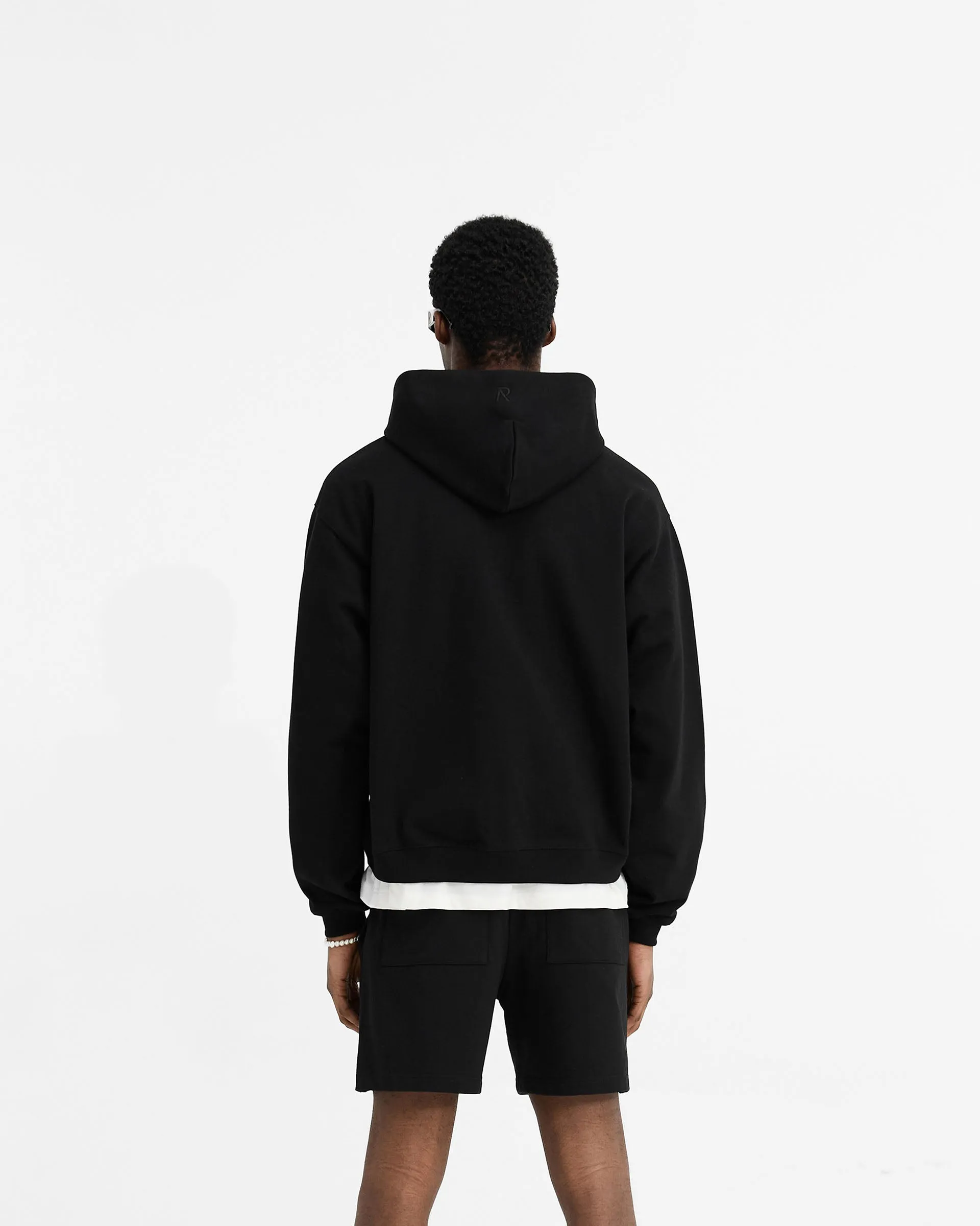 Initial Oversized Zip Hoodie - Black