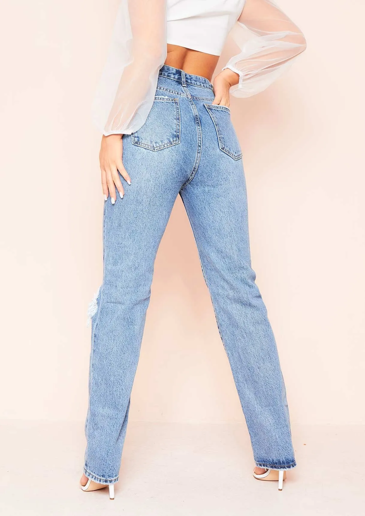 Juditha Denim Ripped Knee Straight Leg Jeans