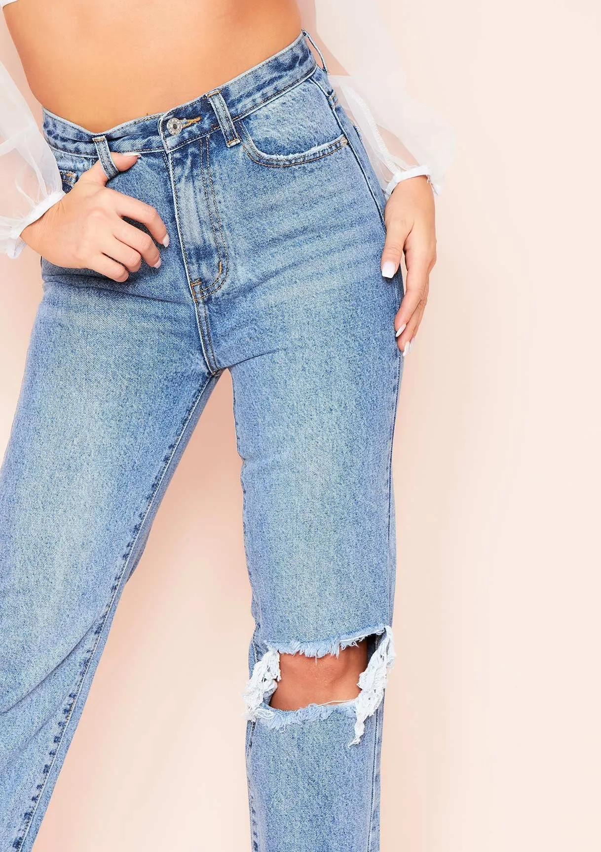 Juditha Denim Ripped Knee Straight Leg Jeans