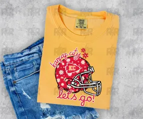 Kansas City Let's Go Red Daisy Helmet Gold Tee