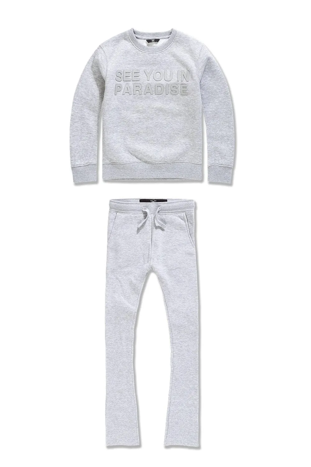 Kids Crewneck Stacked Fleece Bundle (Heather Grey)