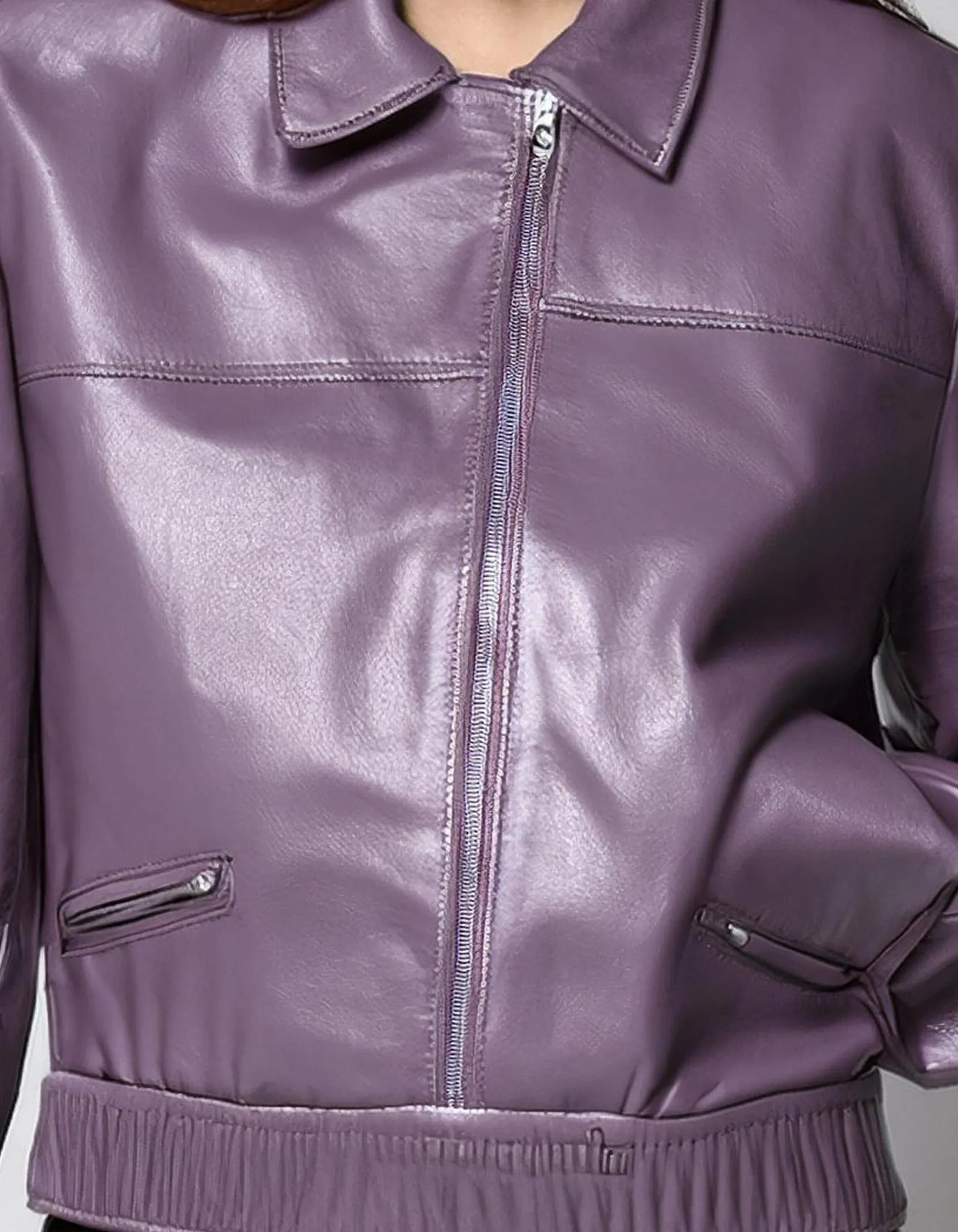 Lilac Biker Leather Jacket