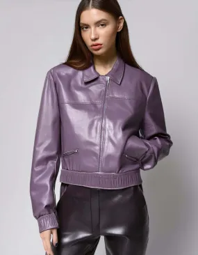 Lilac Biker Leather Jacket