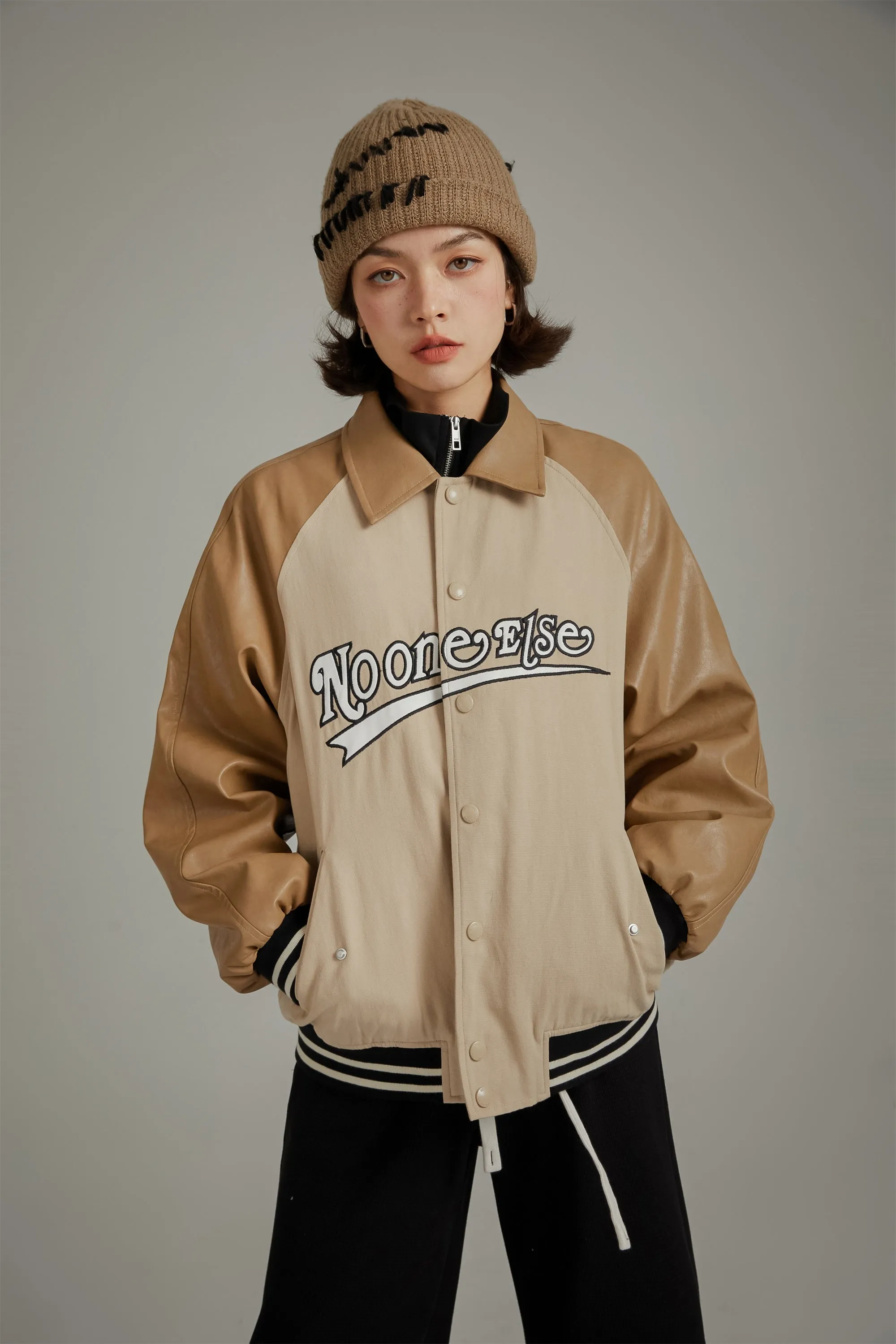 Logo Multi Color Varsity Leather Jacket