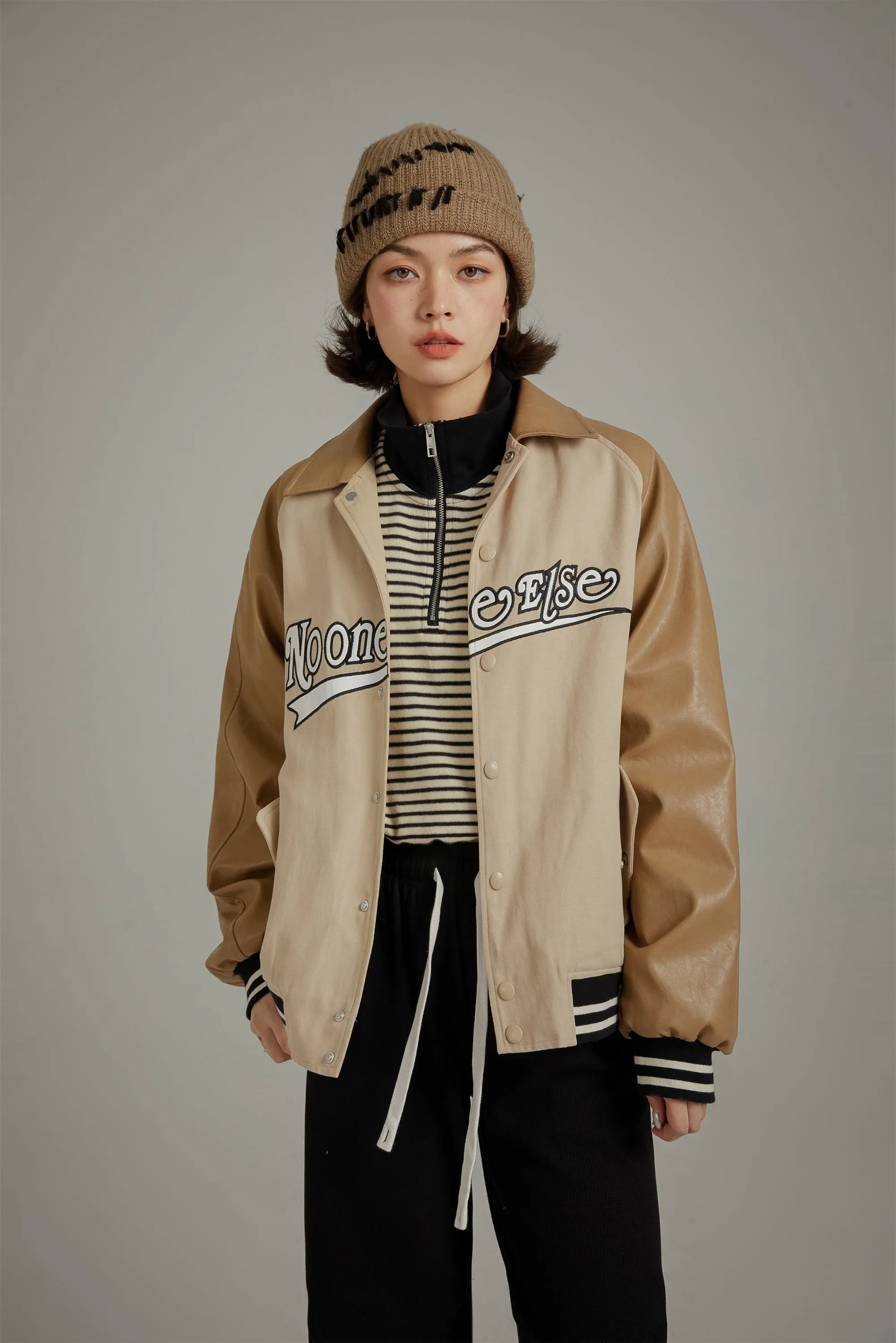 Logo Multi Color Varsity Leather Jacket