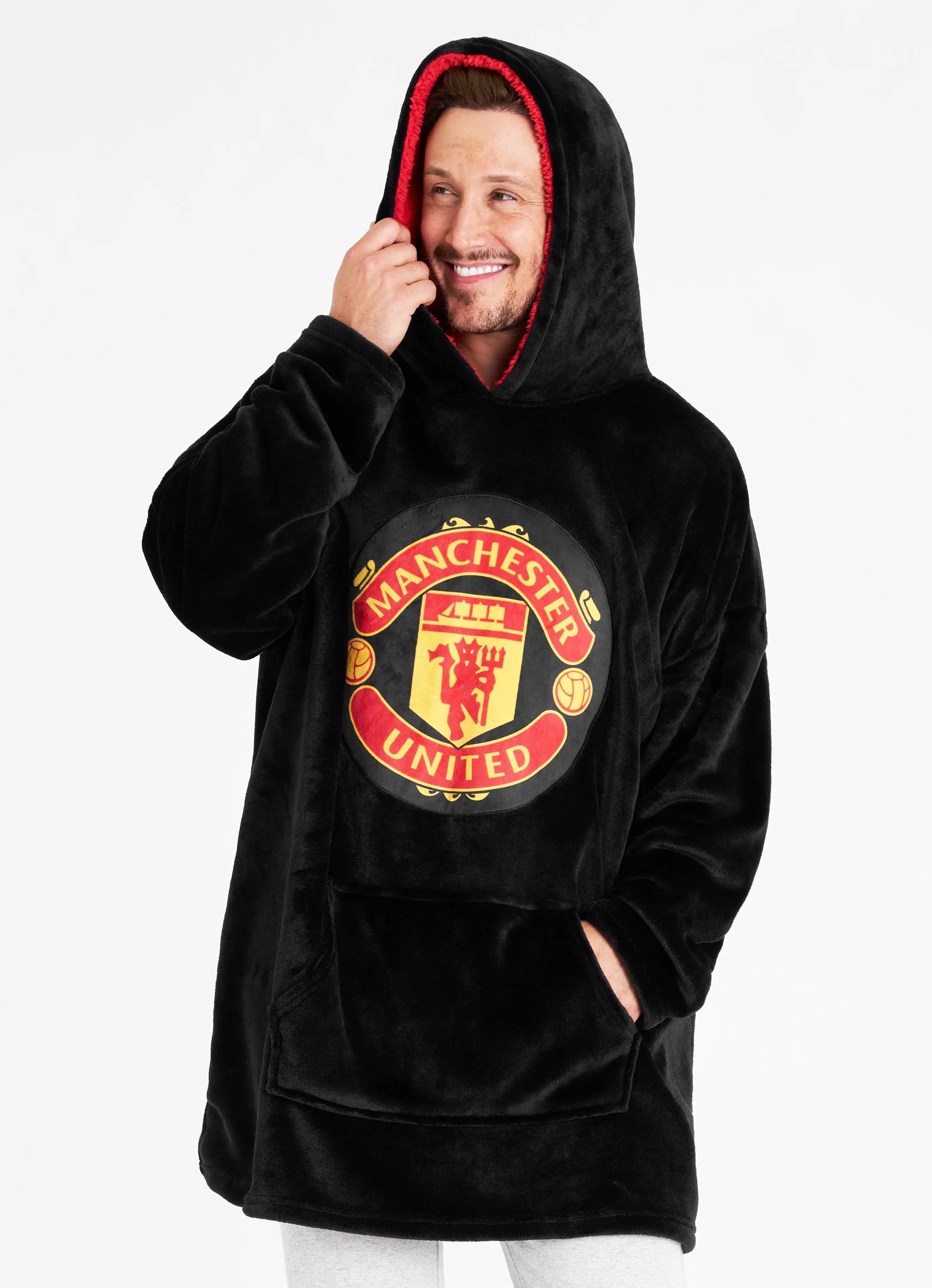 Manchester United F.C. Oversized Hoodie Blanket For Men, Man U Football Gifts