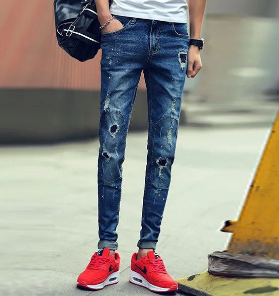 Men's Skinny Ripped Casual Jeans