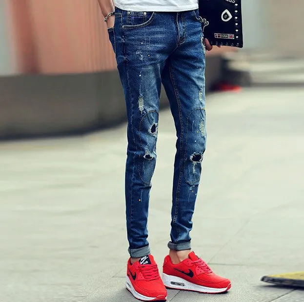 Men's Skinny Ripped Casual Jeans