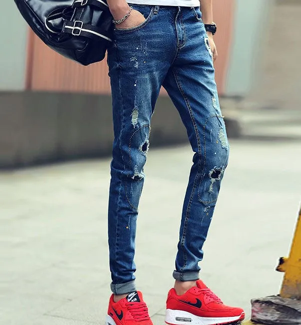 Men's Skinny Ripped Casual Jeans