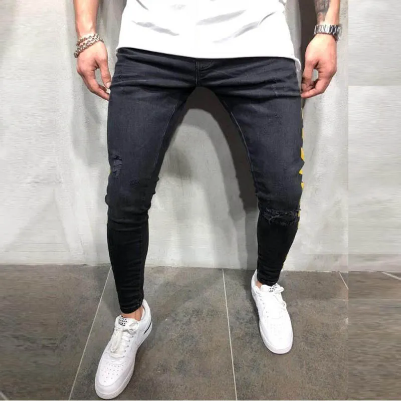 Men's Skinny Ripped Cotton Jeans