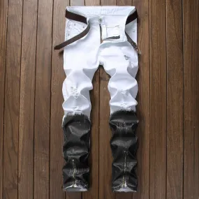 Men's Straight Ripped Jeans With Zippers