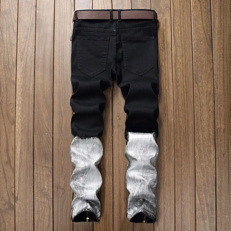 Men's Straight Ripped Jeans With Zippers