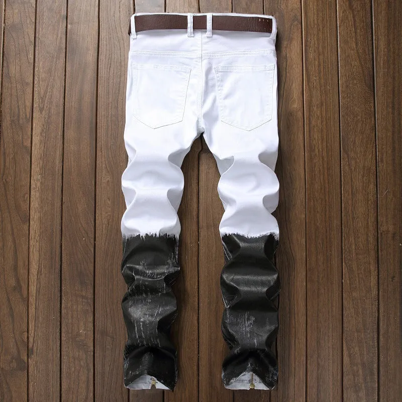 Men's Straight Ripped Jeans With Zippers