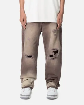 MNML Ultra Baggy Work Denim Pants Brown