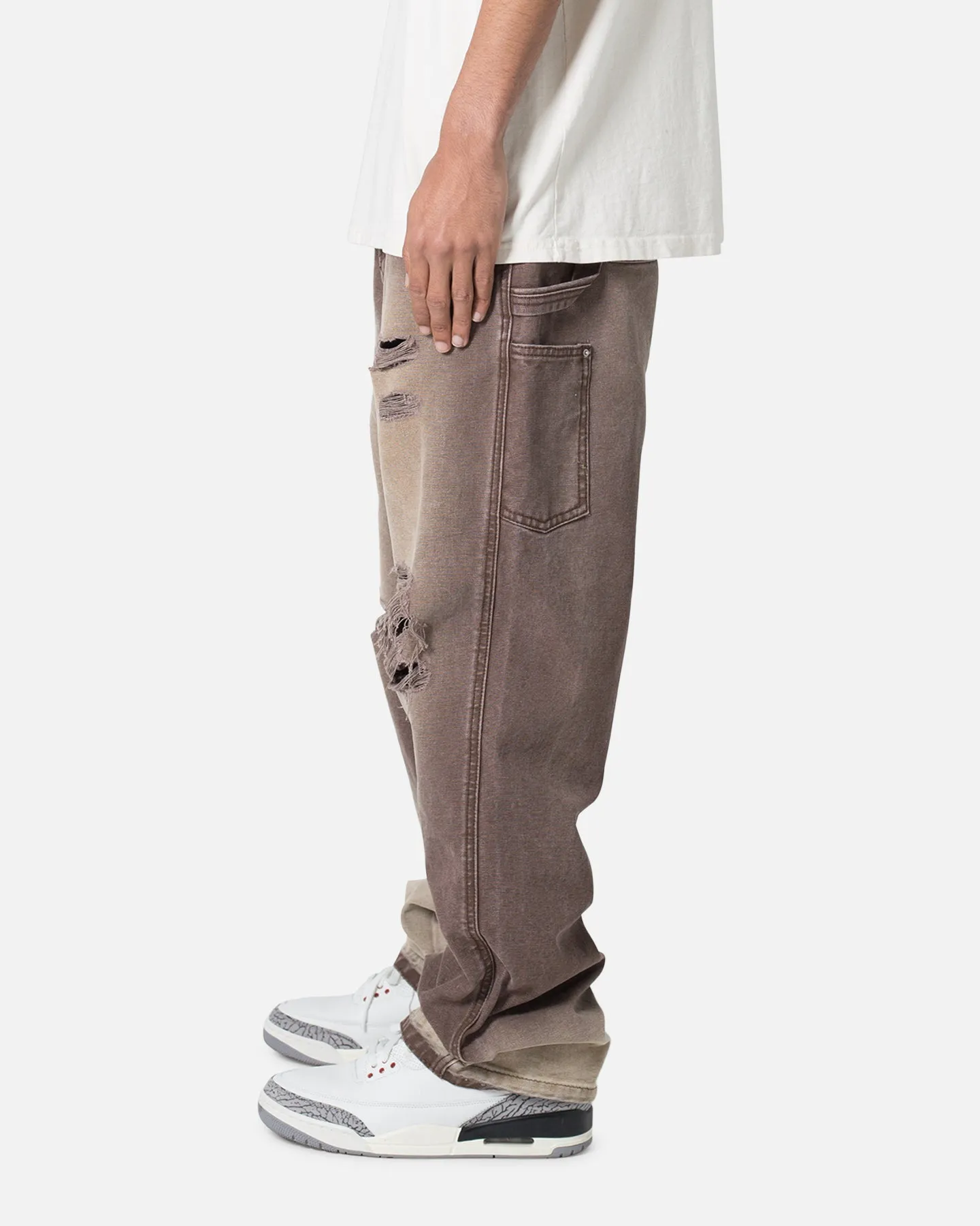 MNML Ultra Baggy Work Denim Pants Brown