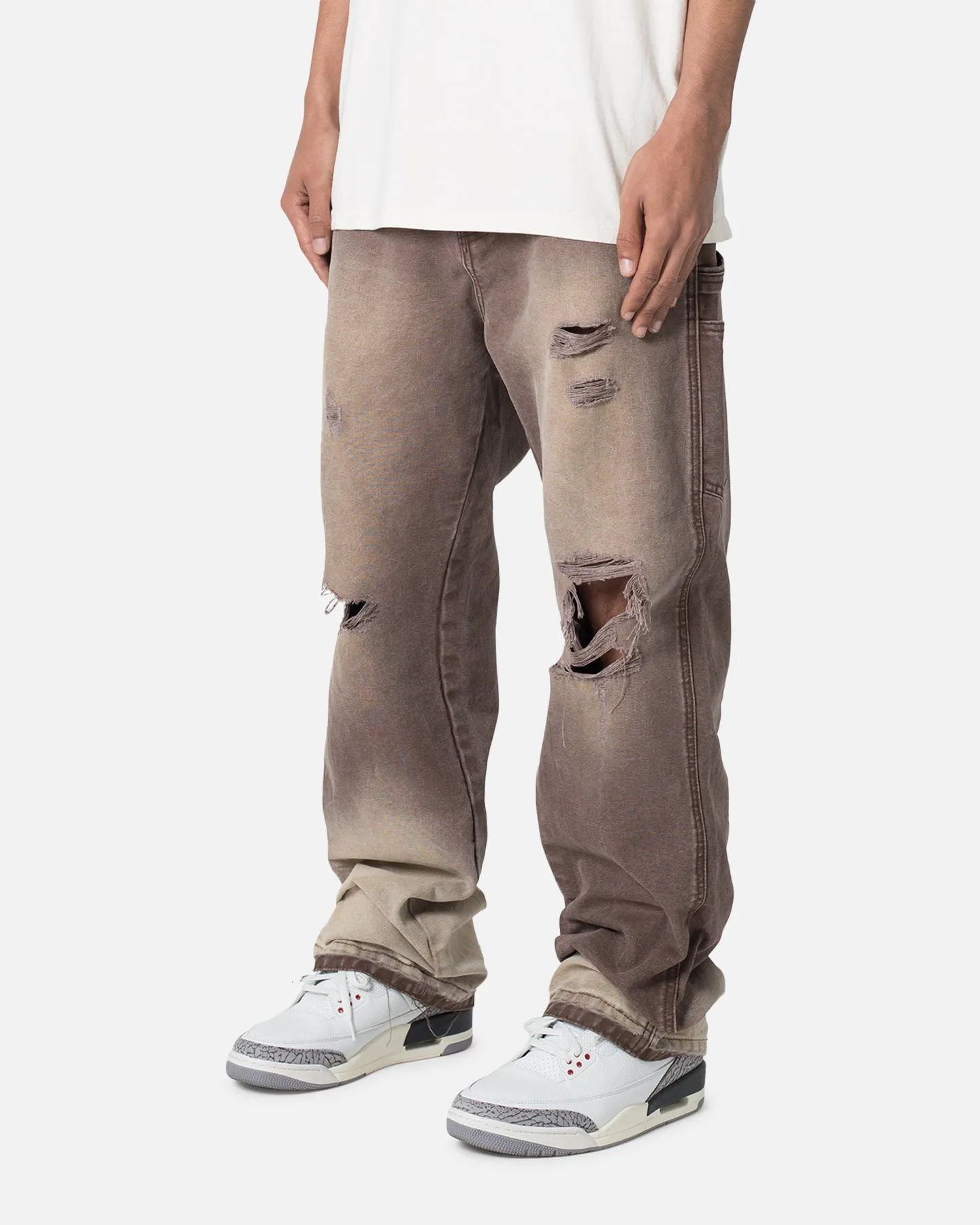 MNML Ultra Baggy Work Denim Pants Brown