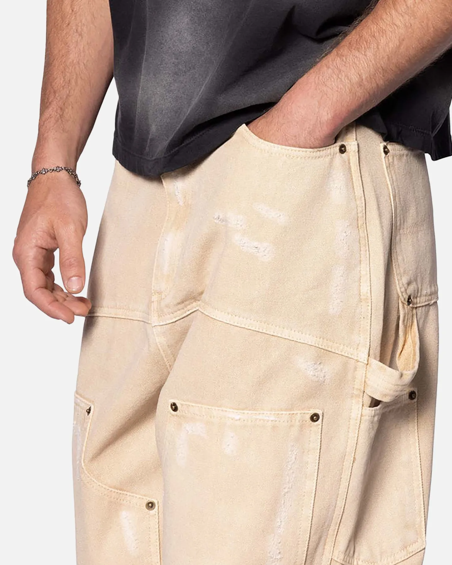 MNML Ultra Baggy Workwear Denim Pants Tan