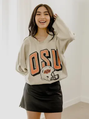 OSU Cowboys Helmet Fade Sand Thrifted Sweatshirt