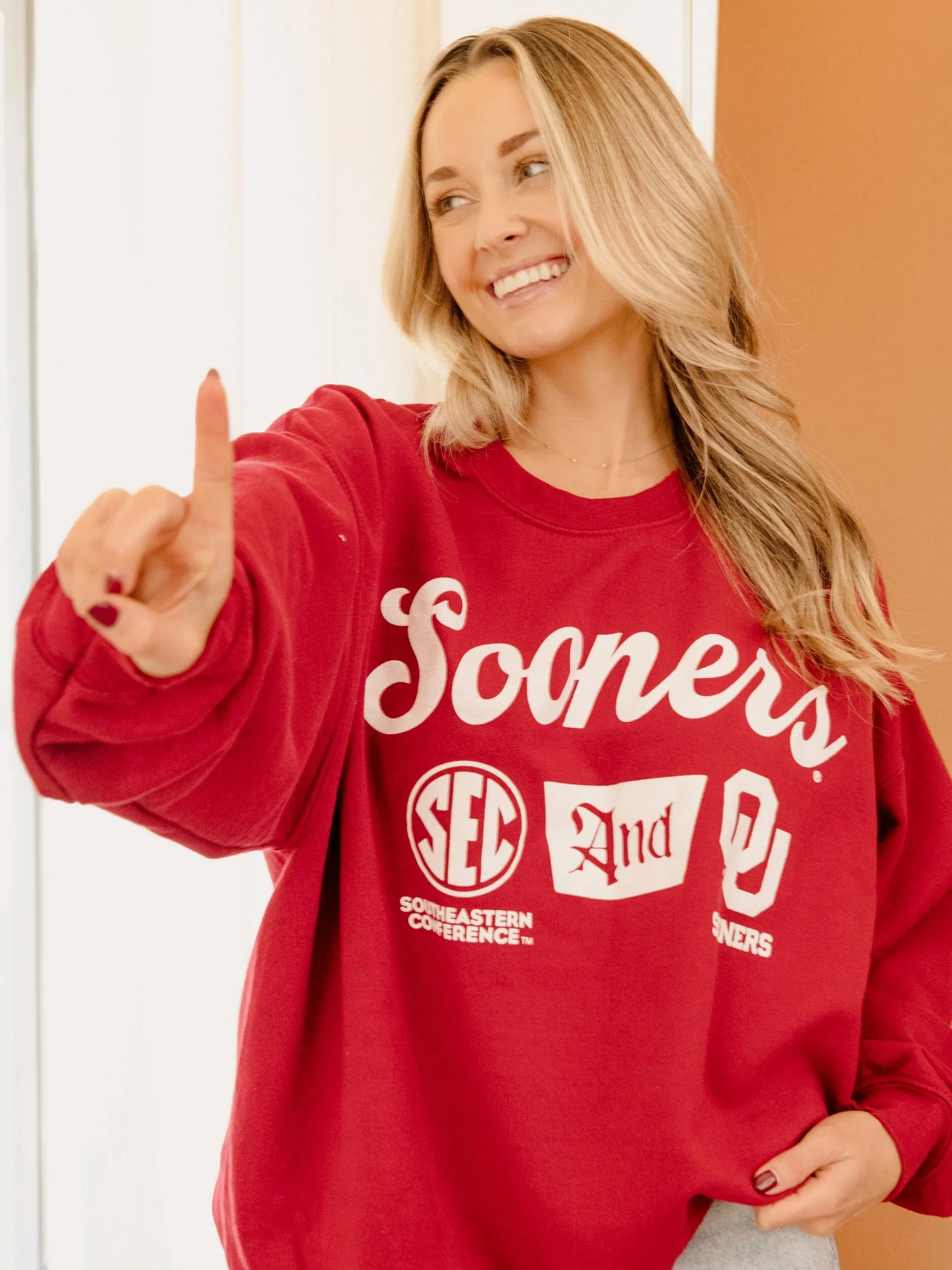 OU/SEC TAP Crimson Thrifted Sweatshirt