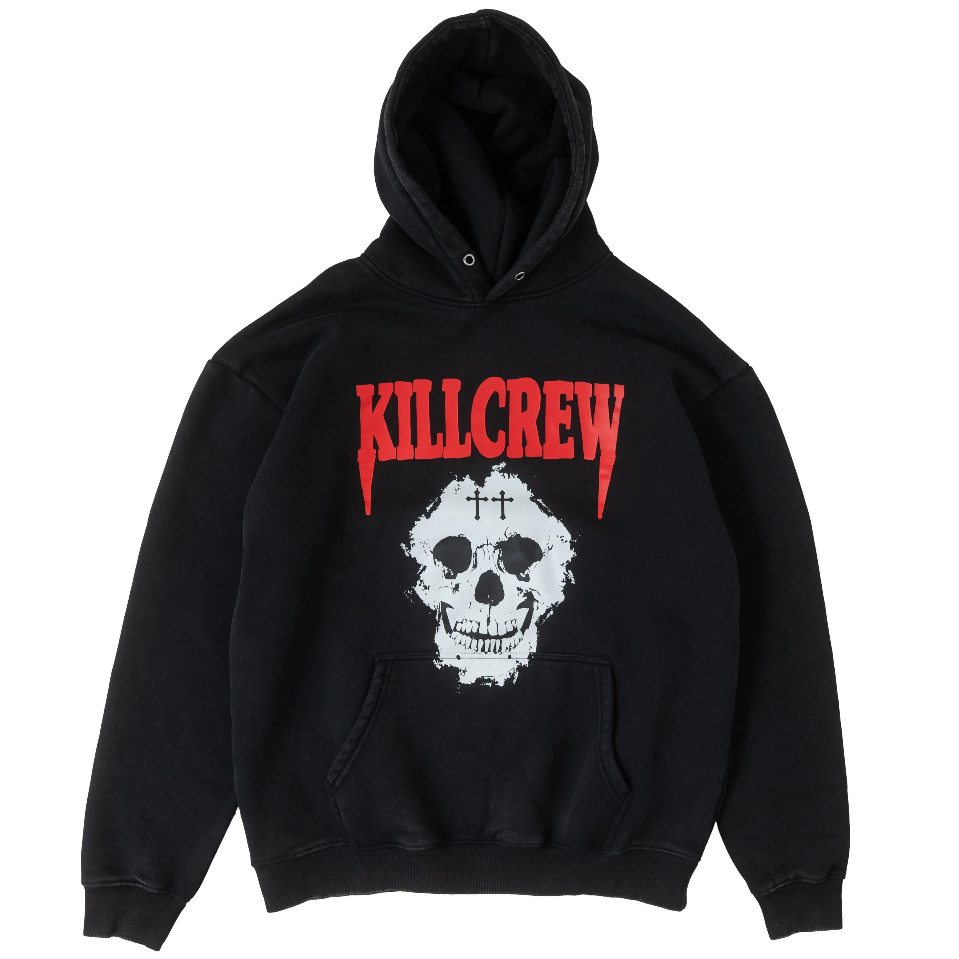 OVERSIZED LUX "KILL CREW SKULL" HOODIE - BLACK / RED