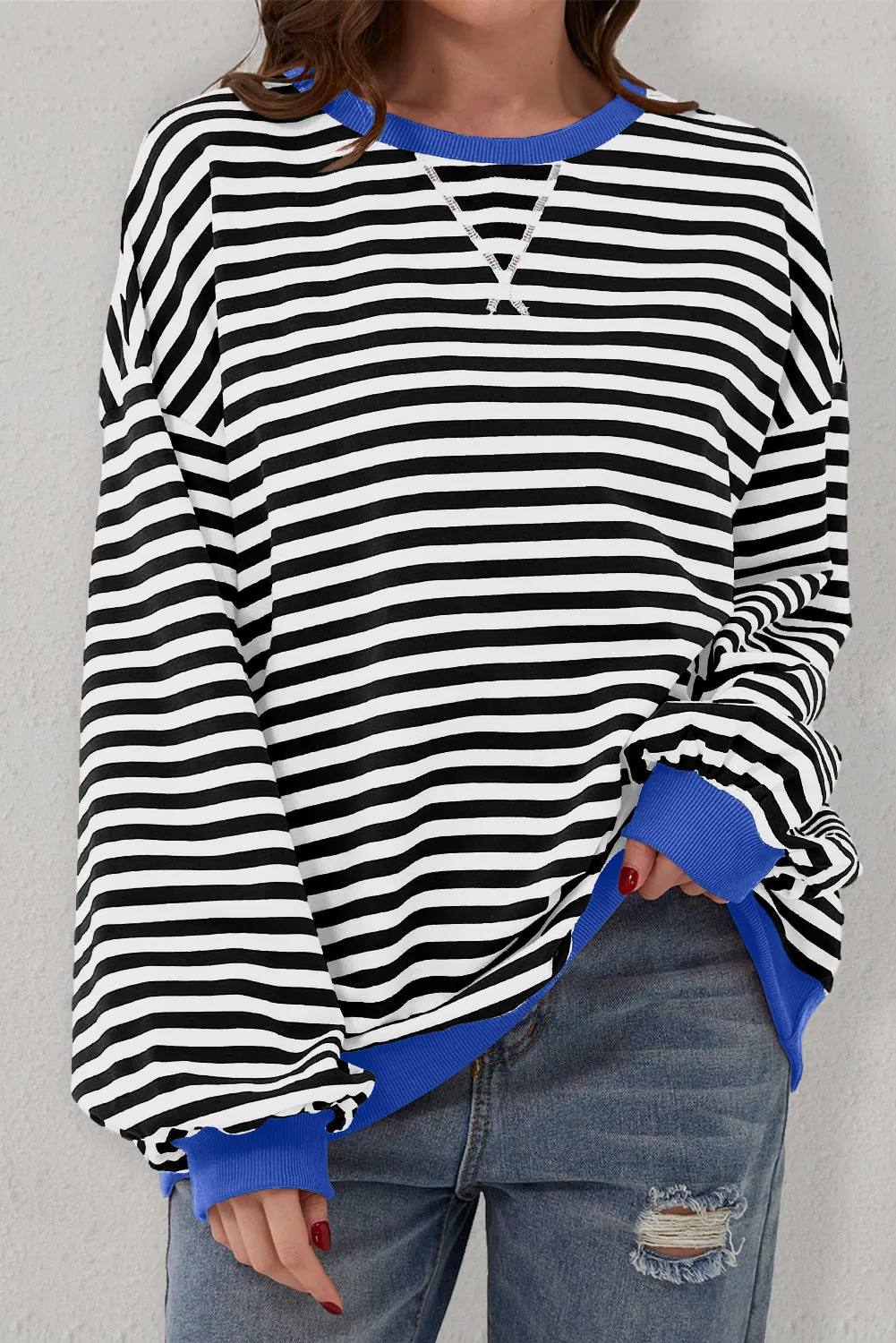 Oversized Trim Pullover Sweatshirt