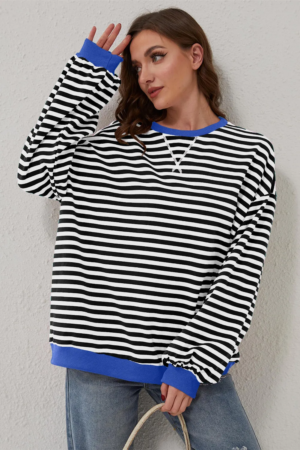 Oversized Trim Pullover Sweatshirt