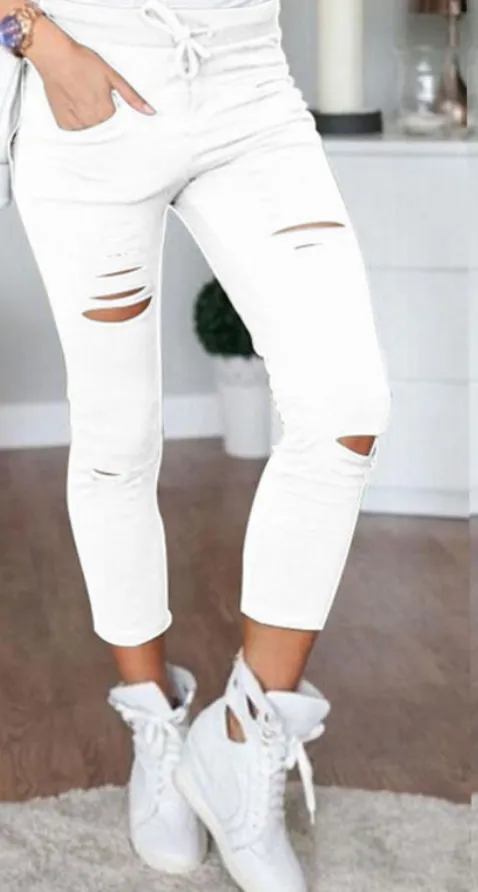 Ripped Casual Skinny Pants